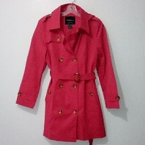 Creatmo US Pink Hooded Belted Trench Coat